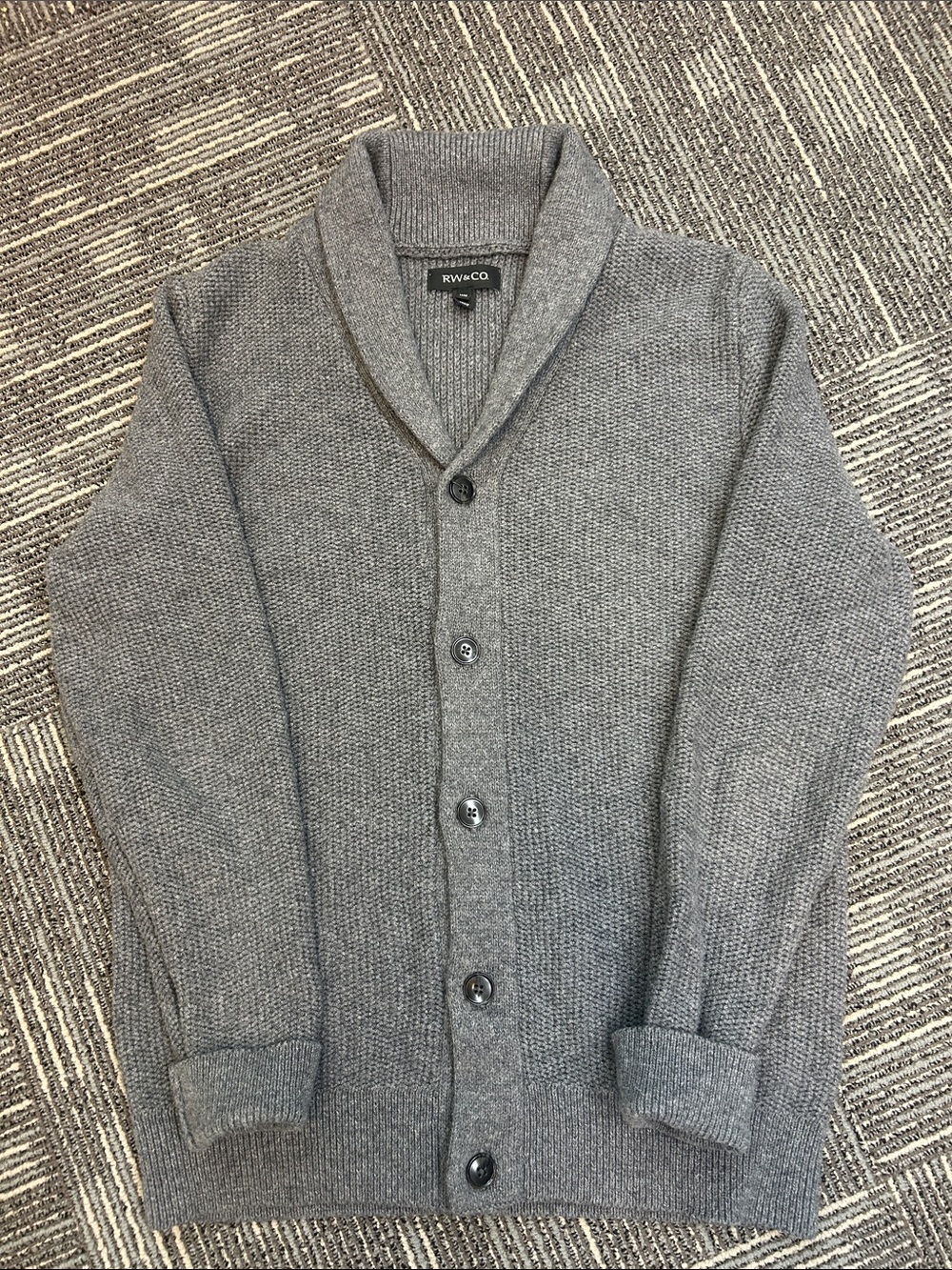 RW&CO. Gray Shawl Collar Button Cardigan Sweater